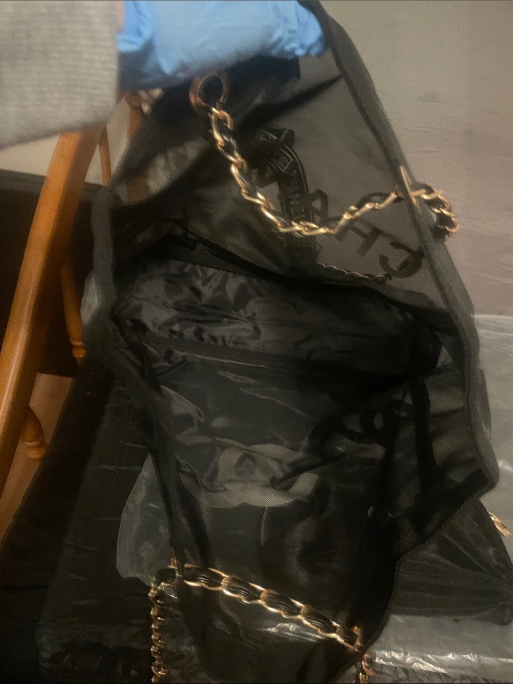 VIP Paris Black Mesh Tote with Small Pouch - Picture 10 of 17